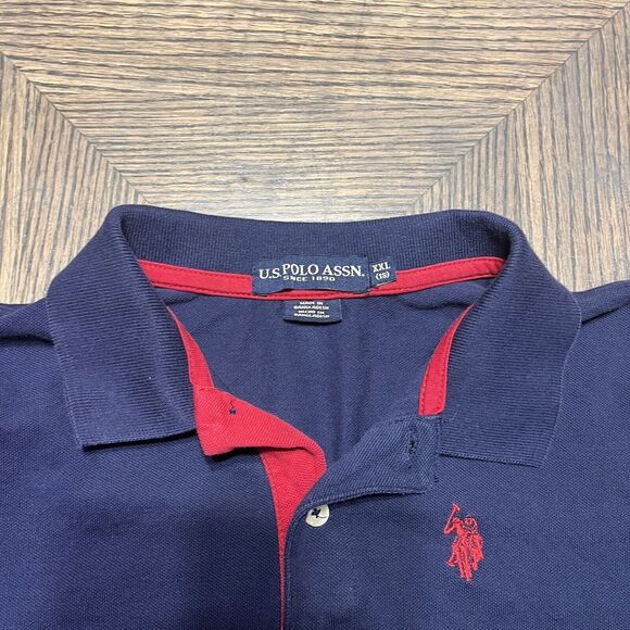US‎ Polo Assn Boys Size XXL 18 Navy Blue Polo Shirt Red Pony - Picture 7 of 14